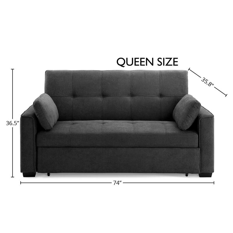 Nantucket Pull-Out Chenille Sleeper Sofa with Accent Pillows