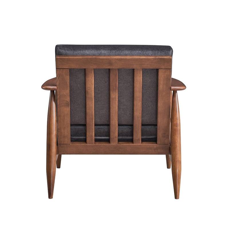 Wooden Accent Chair with Removable Cushion in Charcoal and Brown
