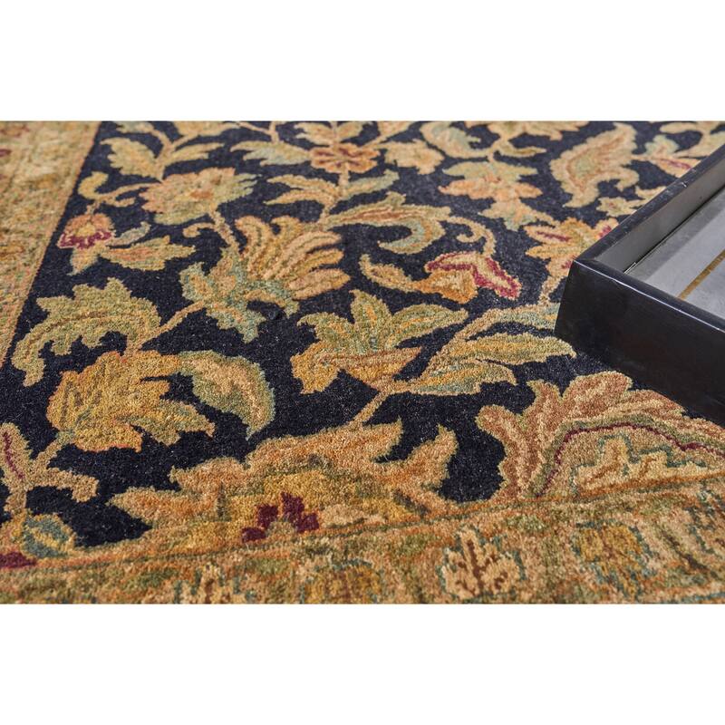 EXQUISITE RUGS ONE-OF-A-KIND Rare And Intricate Agra Hand Knotted Black Rug - 15'4"x20'4"