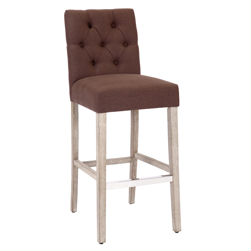 Carter 29" Button Tufted Bar Stool (Set of 2) Antique Gray Finish