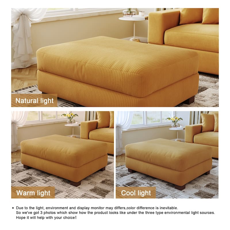Modern Oversized striped Corduroy Ottoman