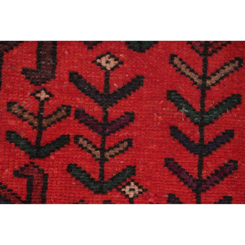 Hand Knotted Oriental 100% Wool Carpet Traditional Geometric Red Hamedan Area Rug - 5' 3'' X 3' 4''