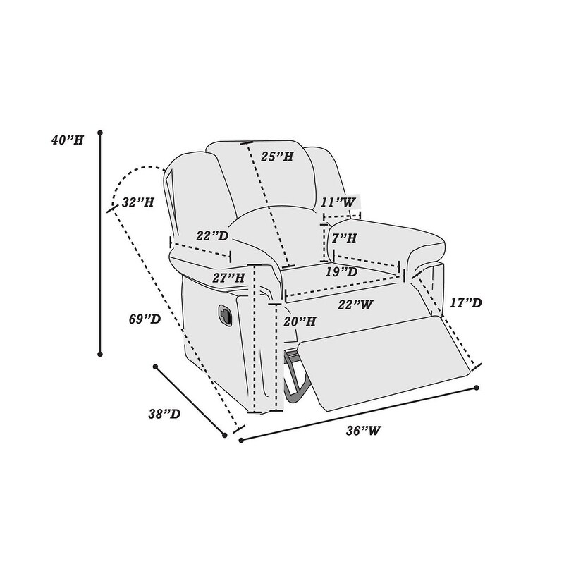 Bonded Leather Rocker Motion Recliner Home Theater Leisure Glider