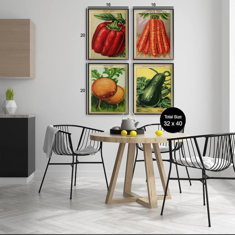 Stupell Rustic Garden Vegetables Framed Giclee Art Design By Lil' Rue (Set of 4)