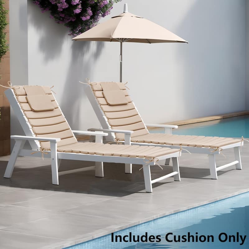 Pellebant Outdoor Chaise Lounge Cushions Patio Lounger Pad with Straps - 2PC-79.9'' - Beige