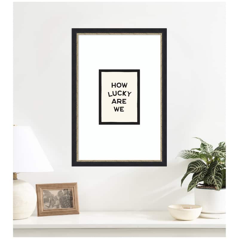 Kate and Laurel How Lucky Are We Dopamine Decor for Home or Apartment Retro Poster by Lucky Guava Framed Wall Art Print