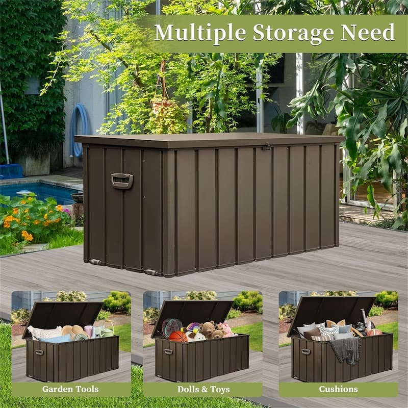 200 Gallon Outdoor Storage Deck Box Waterproof, Large Storage Bin