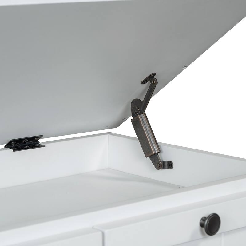 Classic Shoe Bench with Cushion and Three Drawers