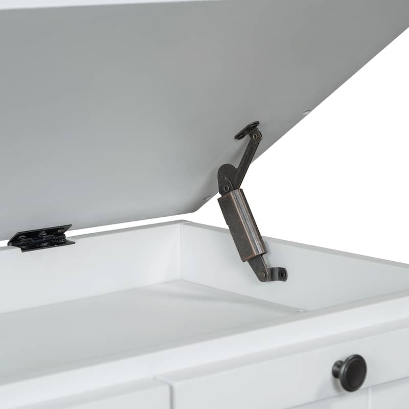 Storage Bench with Cushioned Seat & 3 Drawers, Wooden Entryway Storage Bench, Shoe Bench with Hidden Storage Space