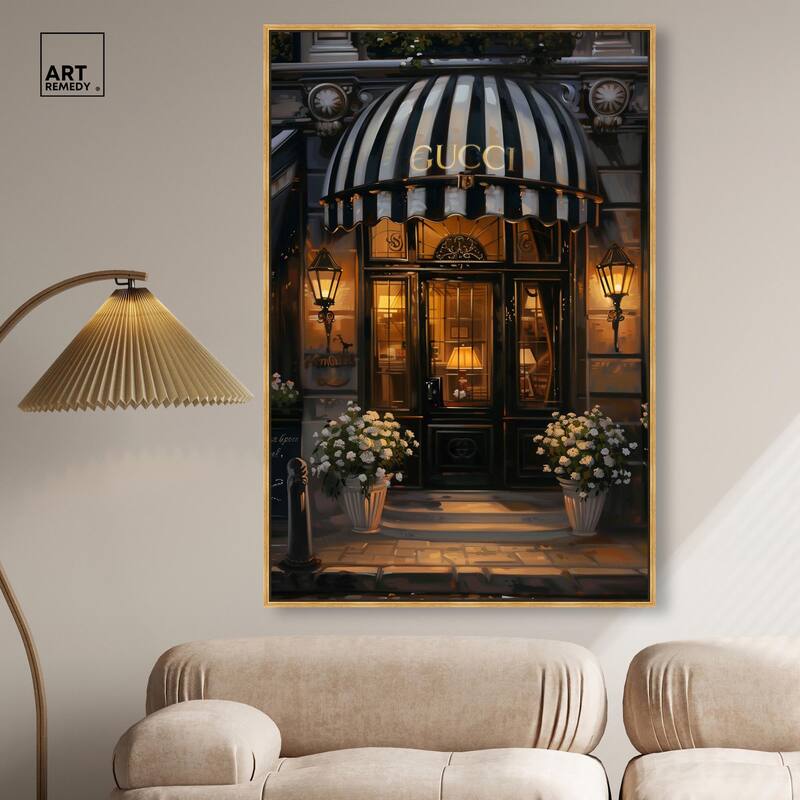 Elegant Night Time Store Visit Canvas by Art Remedy