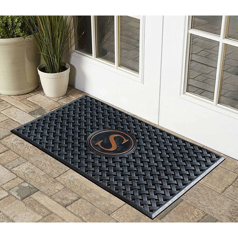 A1HC 100% Pure Rubber Monogrammed Front Door Mat 24" x39" Indoor Outdoor Doormat