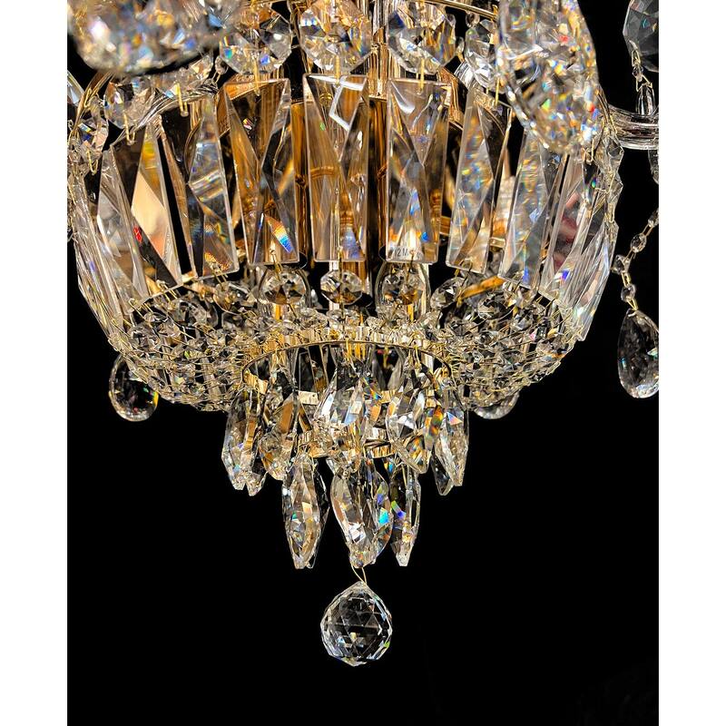 Crystal Chandelier 26 in Wide 11 Lights Pendant Light Gold and Chrome