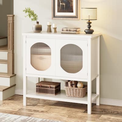 Storage Cabinet with Glass Cabinet Doors, Modern Buffet Sideboard， Coffee Bar Cabinet