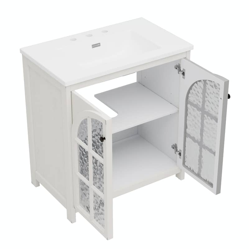 31" Farmhouse Bathroom Vanity with Ceramic Sink