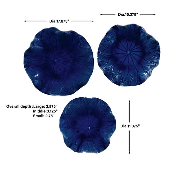 Uttermost Abella Blue Ceramic Wall Decor (Set of 3)