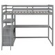 preview thumbnail 43 of 43, Multifunction Wood High Loftbed Frame with L-Shaped Desk, Shelves & 2 Built-in Drawers for Kids Teens Bedroom