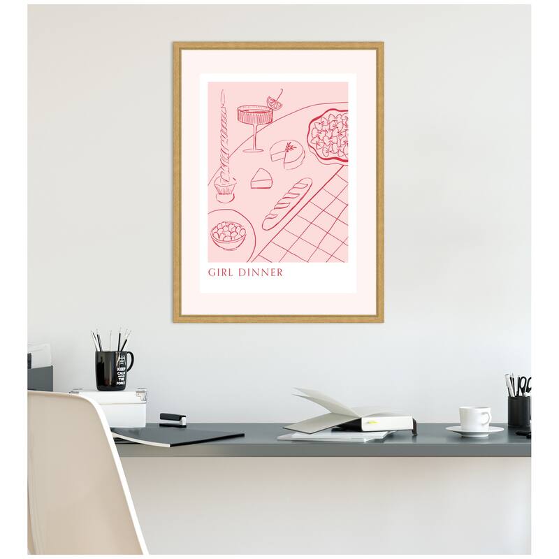 Kate and Laurel Girl Dinner by Aislinn Simmonds Duchess Plum Framed Canvas Wall Art Print