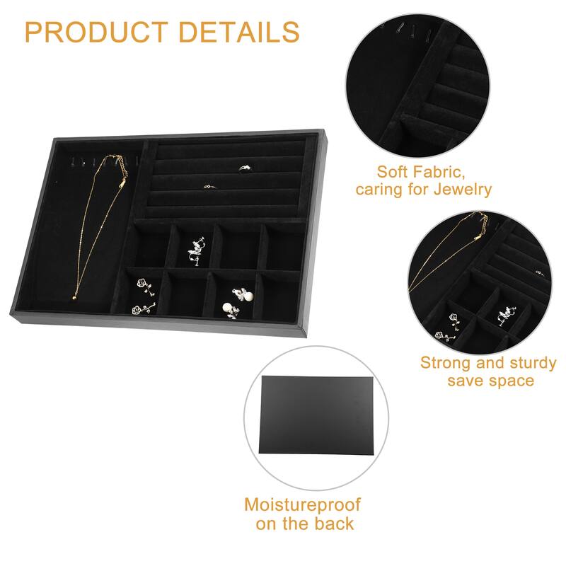 3 in1 Jewelry Tray Stackable Tray Showcase for Rings Earrings Necklace