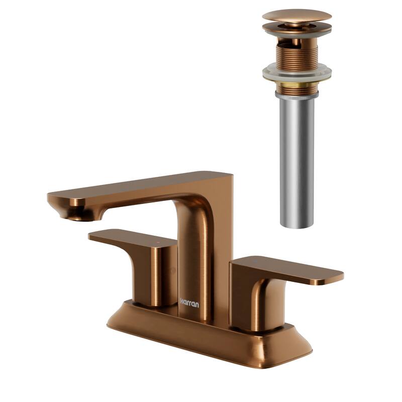 Karran Venda KBF516 2-Handle Two Hole Centerset Faucet Bathroom Faucet with Matching Pop-up Drain - Brushed Copper