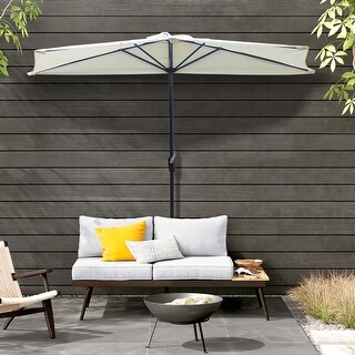 Overstock9ft Outdoor Patio Market Half Umbrella With Crank White Dailymail