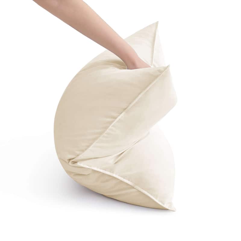 Premium Goose Feather Bed Pillows with 100% Cotton Cover Set of 2