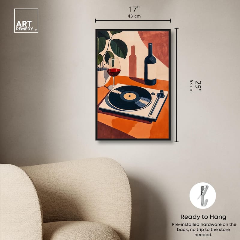 Vinyl and Wine Canvas by Art Remedy