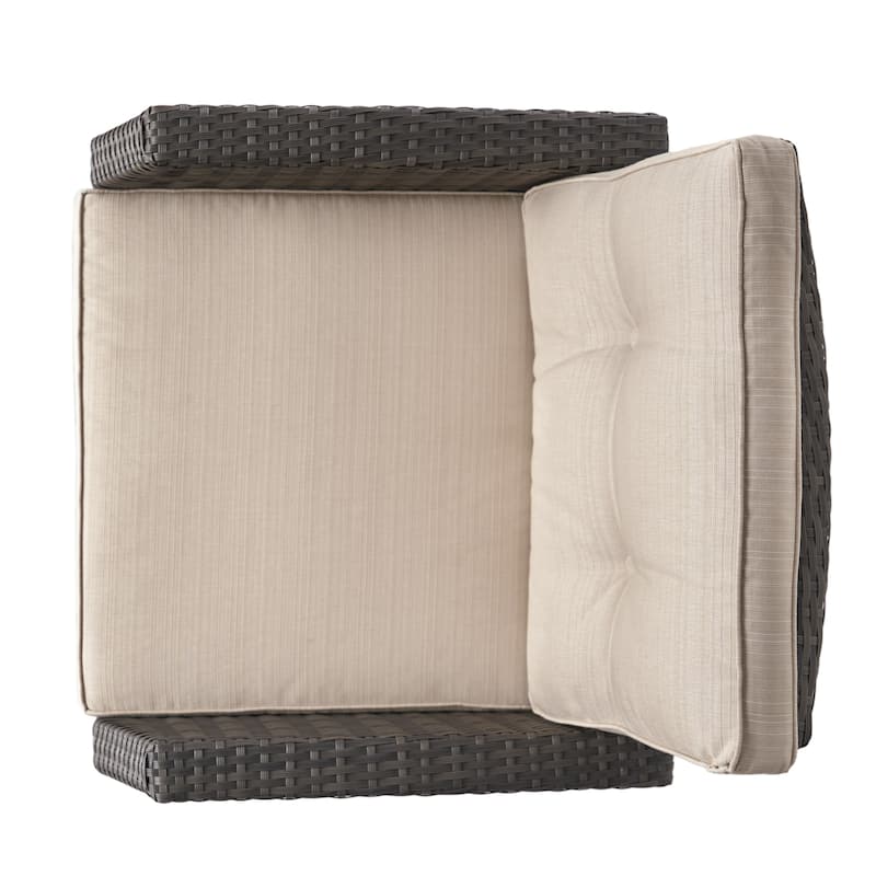 Sanger Wicker Outdoor Club Chair with Cushions by Christopher Knight Home