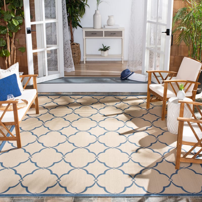 SAFAVIEH Beach House Caetana Indoor /Outdoor Waterproof Patio Backyard Rug - 8' x 10' - Cream/Blue