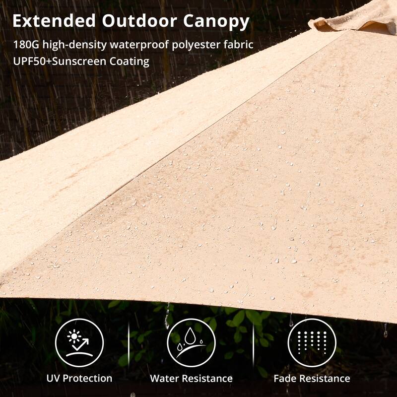 HOOOWOOO Outdoor Patio Umbrella with Solar LED Light