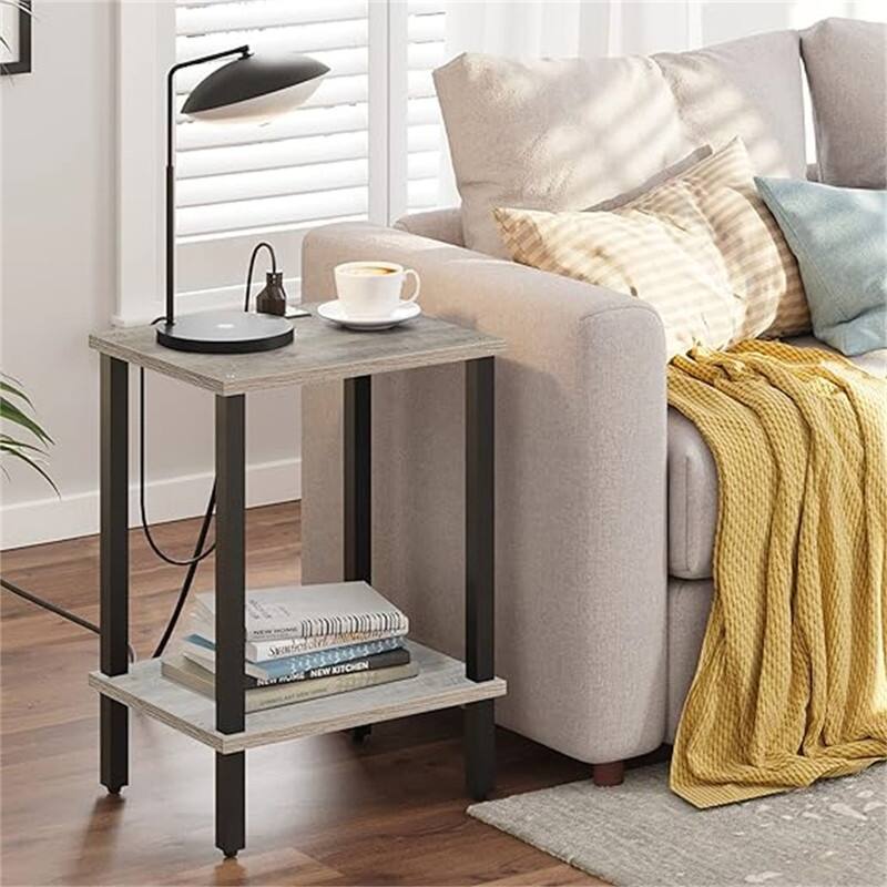 End Table with Charging Station - Greige