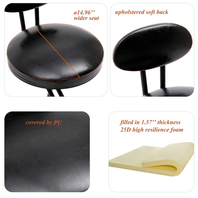 Ostweer Furniture Velvet Round Upholstered Bar Stool Set of 2