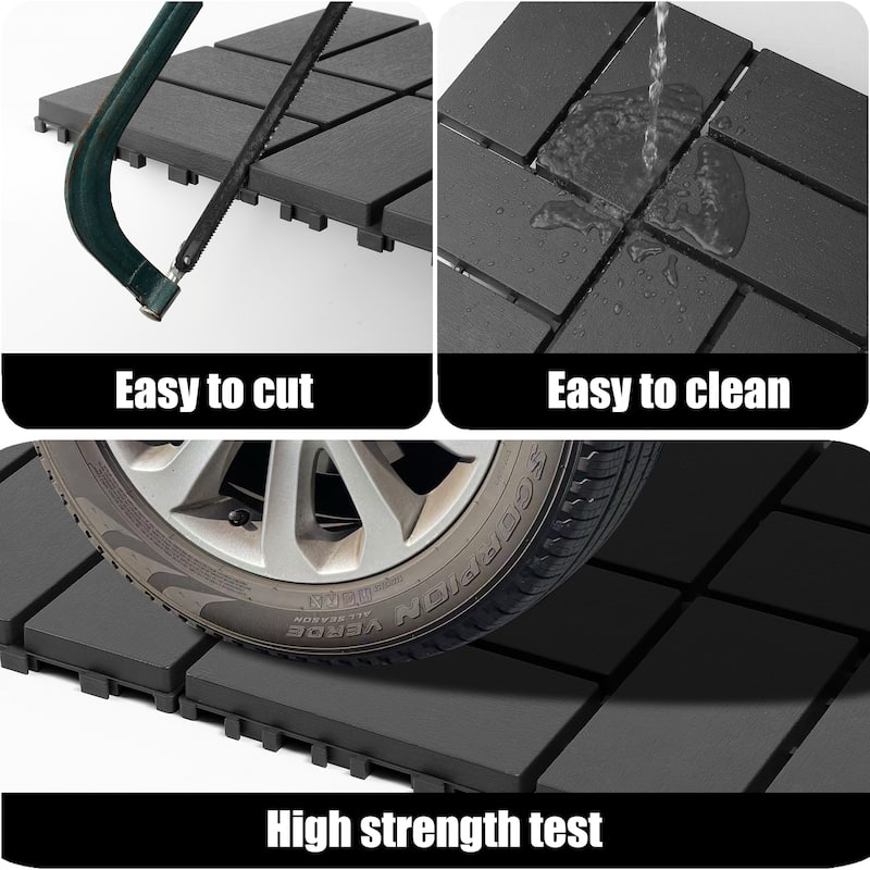 Plastic Interlocking Decking Tiles, 44 Packs Of Terrace Decking Tiles, 12"X 12" Waterproof For All-Weather Use