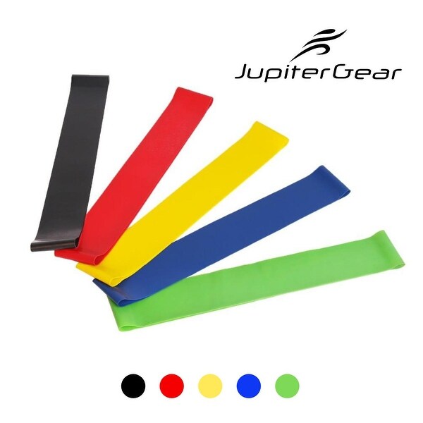 5 Piece Set of Resistance Loop Exercise Body Bands with Carry Bag. Opens flyout.