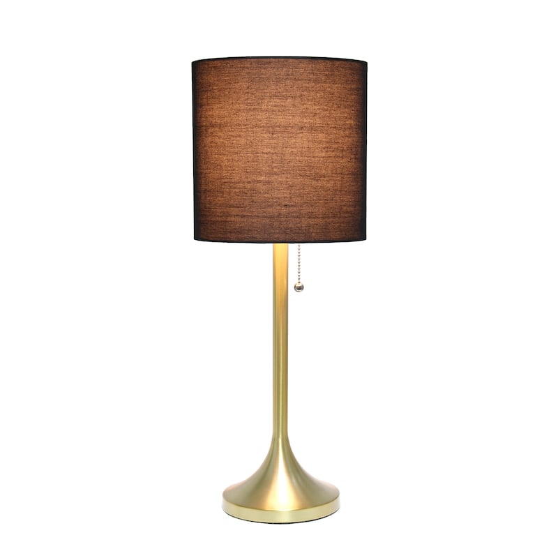 21.25" Modern Glam Metal Table Lamp with Silk Shade and Pull-Chain Switch for Bedroom or Living Room - 8"L x 8"W x 21.25"H