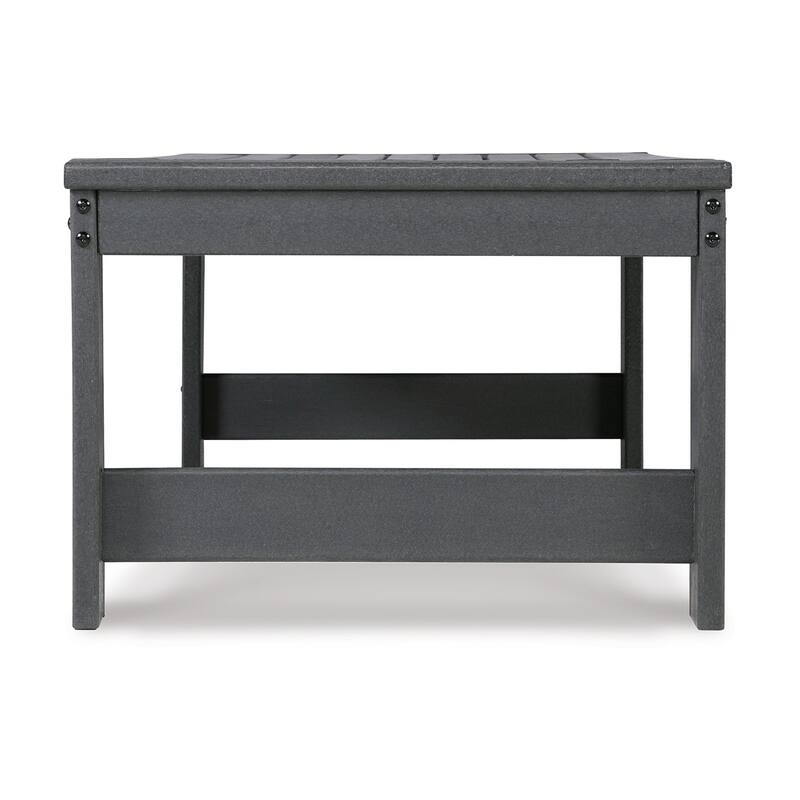 Wigo 48 Inch Outdoor Coffee Table, Slatted Top, Modern Style, Charcoal Gray