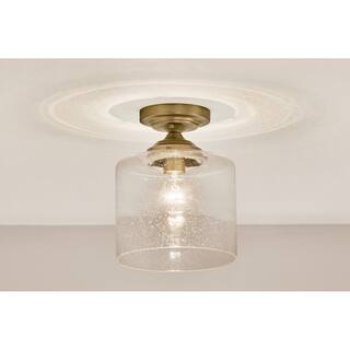 Kichler Lighting Winslow 8.5 in. 1-Light Natural Brass Semi-Flush Mount Light - 8.5 in