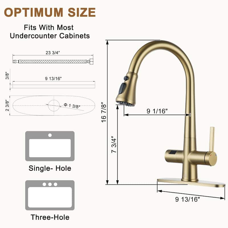Single-Handle Pull-Out Sprayer Kitchen Faucet with Digital Display