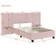 preview thumbnail 18 of 64, Full/Queen Size Upholstered Bed with Velvet Headboard and Integrated Shelves