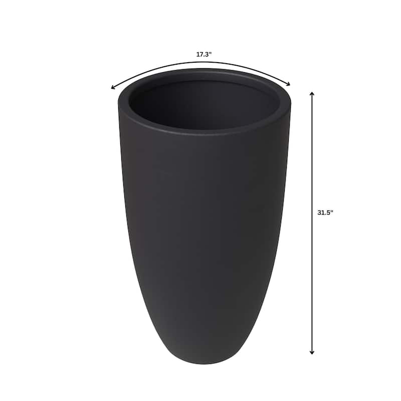 Crete Tapered Round Planter, Durable Fiberstone & Clay Indoor/Outdoor Pot with Drainage