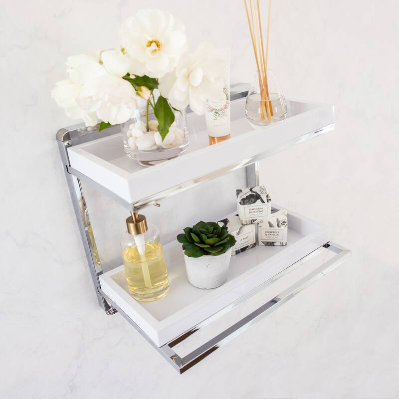 Danya B. Wall Mount 2-Tier Shelving Unit with Towel Rack