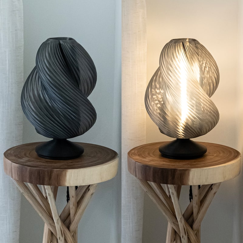 Vega 13.5" Mid-Century Coastal Plant-Based PLA 3D Printed Dimmable LED Table Lamp, by JONATHAN Y
