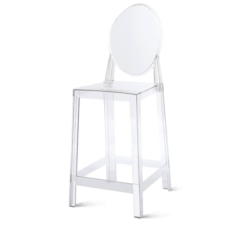 25" Seat Height With Back Modern Plastic Side Bar Counter Stool Accent Armless Crystal Home Office