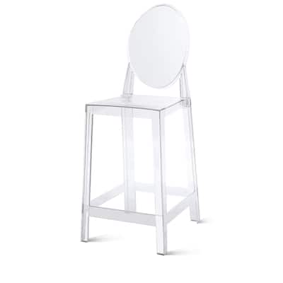 25" Seat Height With Back Modern Plastic Side Bar Counter Stool Accent Armless Crystal Home Office