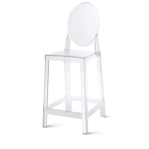 25" Seat Height With Back Modern Plastic Side Bar Counter Stool Accent Armless Crystal Home Office