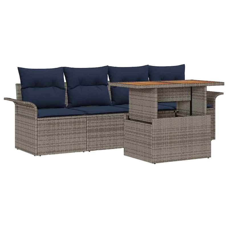 vidaXL 5 Piece Garden Sofa Set with Cushions - 98.8×24.4×27.2