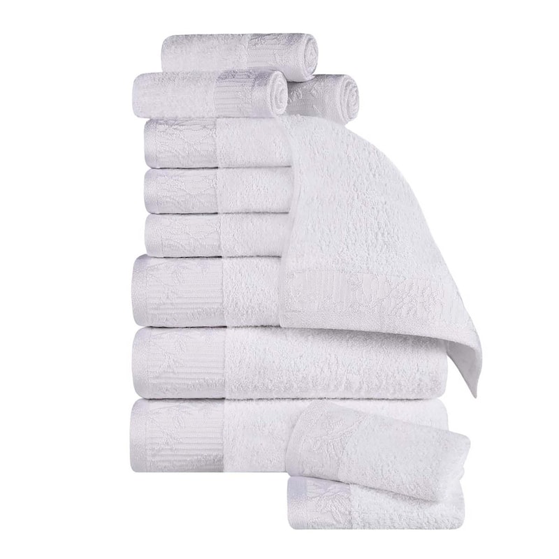Superior Wisteria Cotton Floral Jacquard 12 Piece Bathroom Towel Set