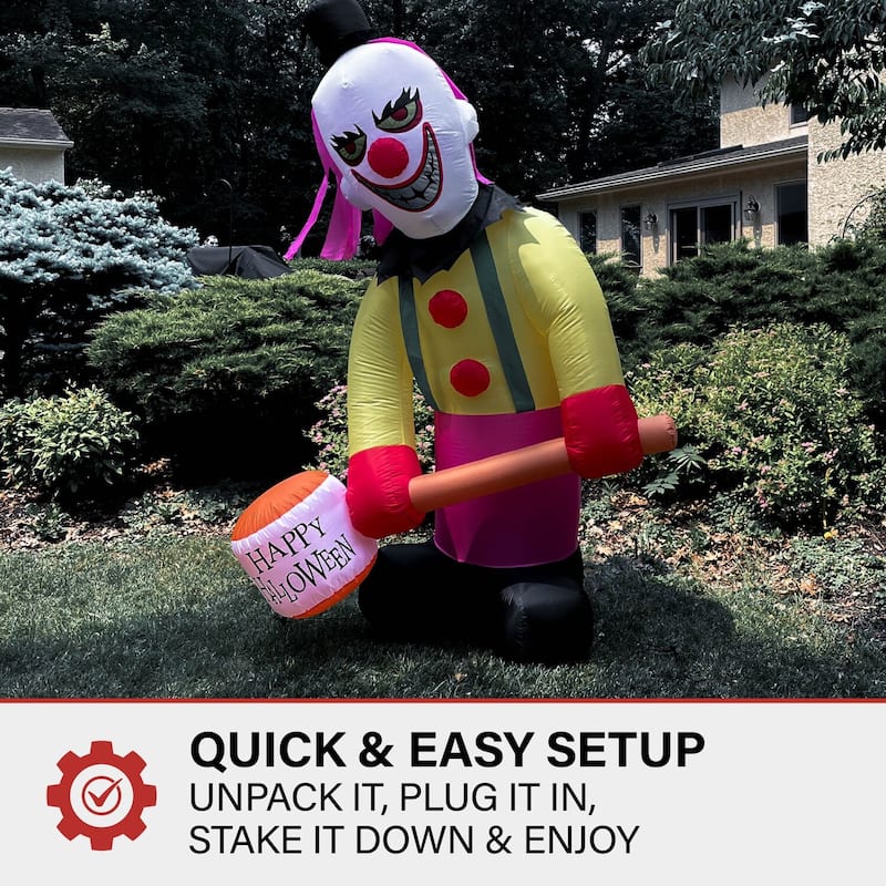 Haunted Hill Farm 8-Ft. Tall Pre-lit Inflatable Clown