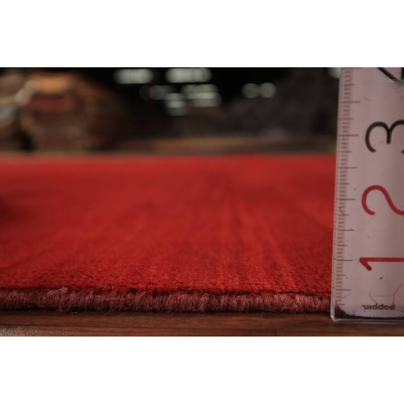 Red Modern Gabbeh Oriental Area Rug Handmade Wool Carpet - 6'8" x 9'9"