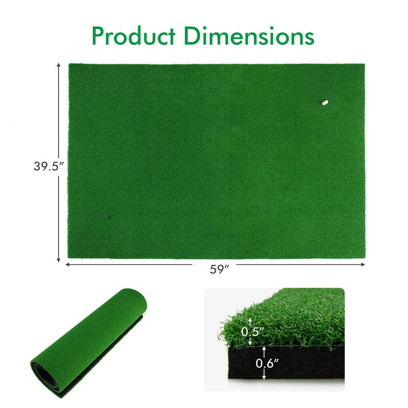 Costway 5' x 3' Standard Realistic Feel Golf Practice Mat Putting Mat