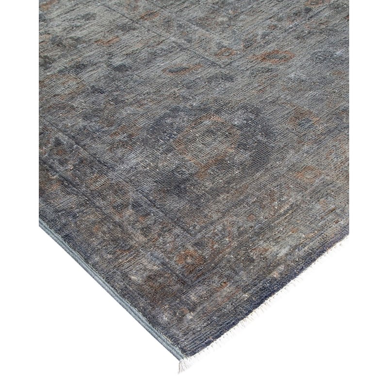 Overton Hand Knotted Wool Vintage Inspired Modern Contemporary Overdyed Gray Area Rug - 12' 2" x 18' 2"